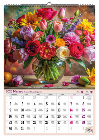 Kalendarz 2026 ścienny Piękne bukiety A2 V6