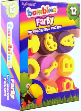 Farba do malowania palcami Bambino 12 kolorów