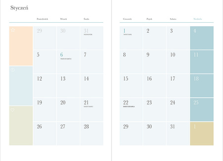 Kalendarz 2026 tygodniowy Cyfry beż