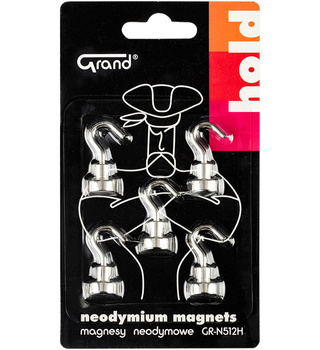 Magnesy neodymowe z haczykiem GRAND 12mm 5szt.