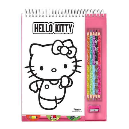 Zestaw kreatywny z kredkami 10 kolorów oraz naklejkami Hello Kitty HK50144