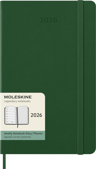 Kalendarz 2026 12M Moleskine L tygodniowy twarda oprawa Myrtle green  13x21cm