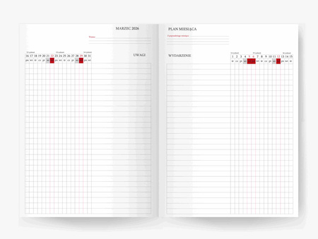 Kalendarz 2026 Jazz A4 dzienny czerwony