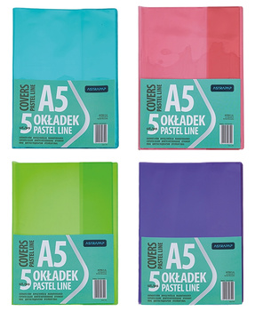 Paczka okładki A5 pastel line nieregulowane 5 szt. mix kolorów