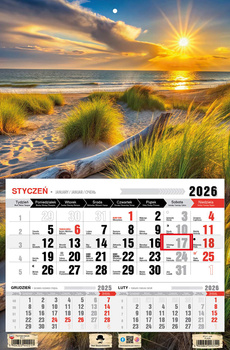 Kalendarz 2026 trójdzielny jednodzielny Plaża KTJ1  V44