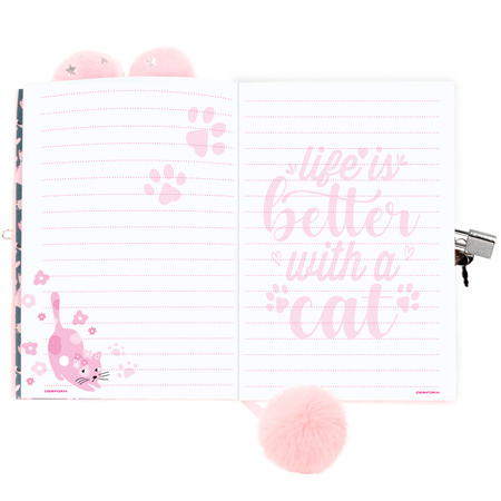 Pamiętnik pluszowy z kłódką Kot