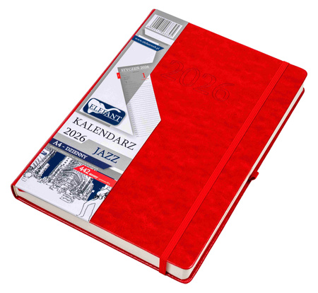 Kalendarz 2026 Jazz A4 dzienny czerwony
