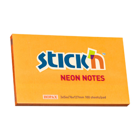 Notes samoprzylepny 127x76mm pomarańczowy neon 100 sztuk