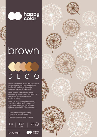 Blok Hobby Deco Brown A4 5 kolorów 20 akuszy 170g. Happy Color