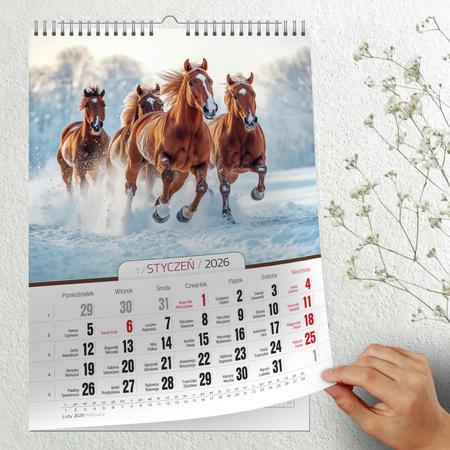 Kalendarz 2026 Konie A3 ścienny