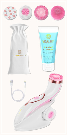 Szczoteczka Brush PRO LUMINEO 4 końcówki + żel do twarzy różowa