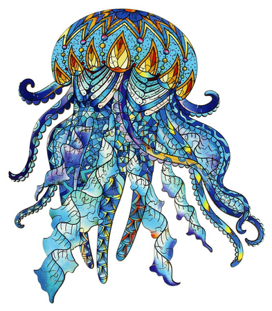 Puzzle 106 drewniane kolorowe Meduza