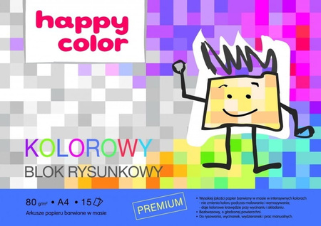 Paczka Blok rysunkowy kolorowy A4 80g Happy Color 20sztuk