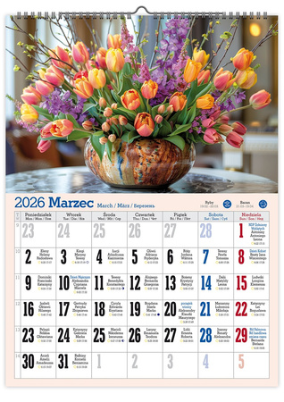 Kalendarz 2026 Kwiatowe impresje ścienny KS A4 V2