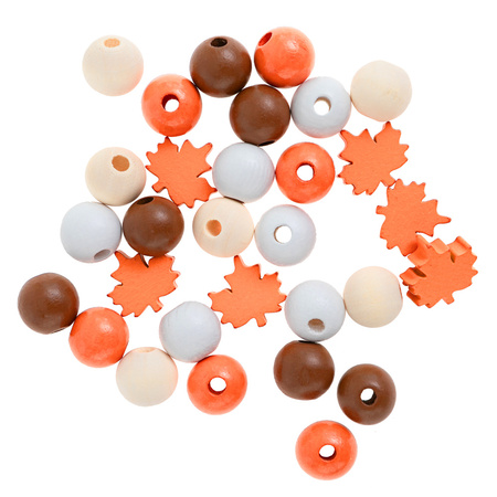 Drewniane koraliki jesienne 16mm 30 szt.