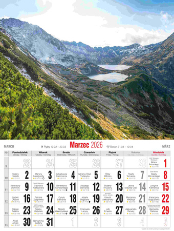 Kalendarz 2026 Tatrzańskie pejzaże KSMS-8