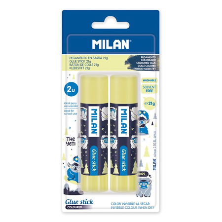 Klej w sztyfcie Milan 21g THE YETI 2 sztuki na blistrze niebieski