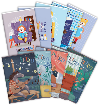 Paczka Zeszyt A5 16k 3-linia kolorowa Top 2000 bookworm/retro pakiet pakiet 20 sztuk