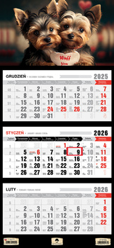 Kalendarz 2026 trójdzielny Pieski KT1–V.69