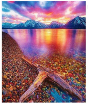 Diamentowa Mozaika Jezioro z kolorowymi kamieniami NO-1007412