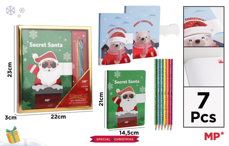 Notatnik świąteczny z magnetycznym zamknięciem z kredkami 1szt.mix