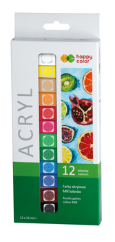 Farby akrylowe Happy Color 12 kolorów 12 ml