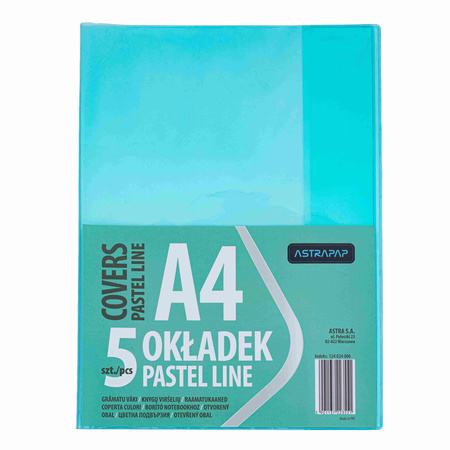 Paczka okładki A4 pastel line nieregulowane 5 szt.mix kolorów