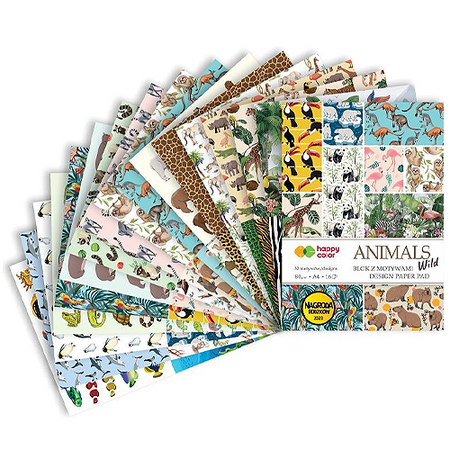 Blok z motywami Animals Wild Happy Color A4 80g 16 ark.