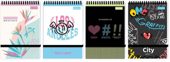 Kołonotes A6 UV 96k. kratka zamykany na gumkę 1szt.mix