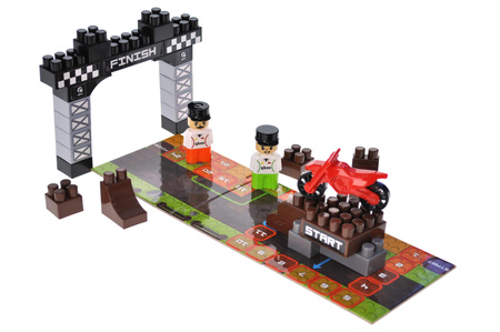 Klocki konstrukcyjne Block&Steps Tor motocyklowy +Gra planszowa 3w1