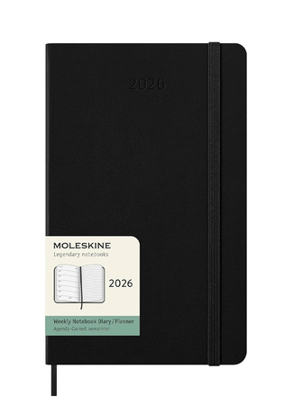 Kalendarz 2026 12M Moleskine L tygodniowy twarda oprawa czarny 13x21cm