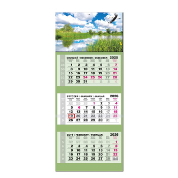 Kalendarz 2026 trójdzielny LUX główka wypukła Mazury