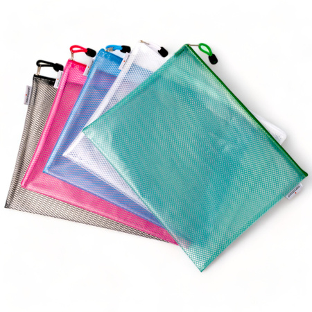 Paczka Torebka na zamek A4 Mesh EVA 5 szt. mix