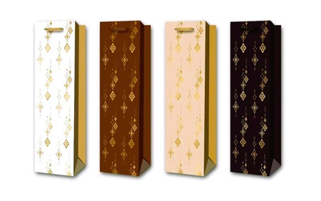 Torebki prezentowe WK 22521 na butelkę mix wzorów 12 sztuk