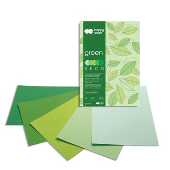 Blok Happy Color Deco Green A4 5 kolorów 20 arkuszy, 170g, tonacja zielona