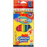 Kredki ołówkowe trójkątne Colorino Kids 12 kolorów z temperówką