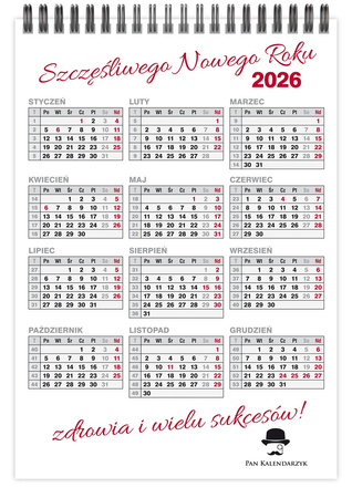 Kalendarz 2026 biurkowy pionowy tygodniowy na spirali KBA5