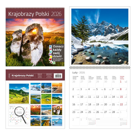 Kalendarz 2026 Krajobrazy Polski z naklejkami
