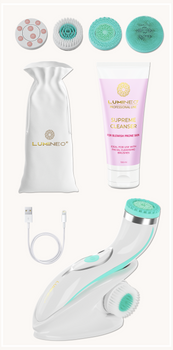 Szczoteczka Brush Pro LUMINEO 4 końcówki + żel do skóry problematycznej  turkusowa