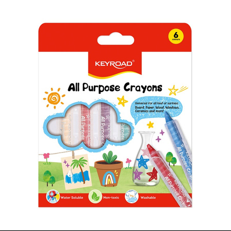 Kredki KEYROAD zmywalne 6 kolorów