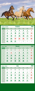 Kalendarz 2026 trójdzielny Konie