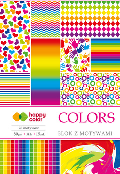 Blok Happy Color z motywami COLORS A4 15 arkuszy 80g/m2, 27 motyw