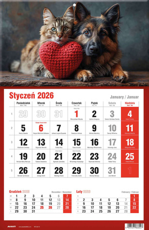 Kalendarz 2026 trójdzielny jednodzielny KTJ 1szt.mix