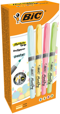 Zakreślacz pastel BIC Highlighter Grip mix 12 sztuk