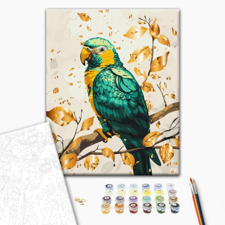Malowanie po numerach BRUSHME 40x50 cm Szmaragdowa Papuga