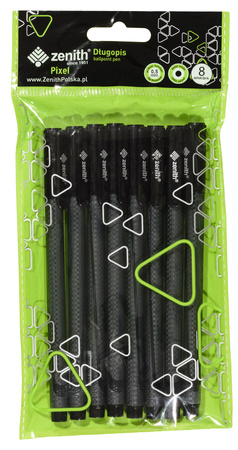 Paczka Długopis ze skuwką Zenith Pixel 0,5mm czarny 8szt.