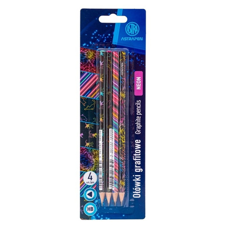 Ołówki grafitowe trójkątne HB Astrapen neon/cats blister 4 szt.