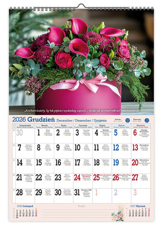 Kalendarz 2026 ścienny Kwiaty dla ciebie A3 V3