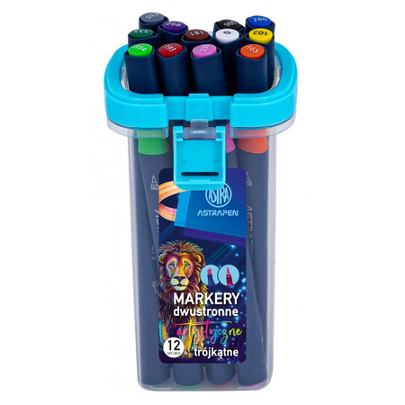 Markery artystyczne trójkątne dwustronne ASTRAPEN 12 kolorów
