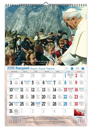 Kalendarz 2026 ścienny Święty Jan Paweł II A3 V8